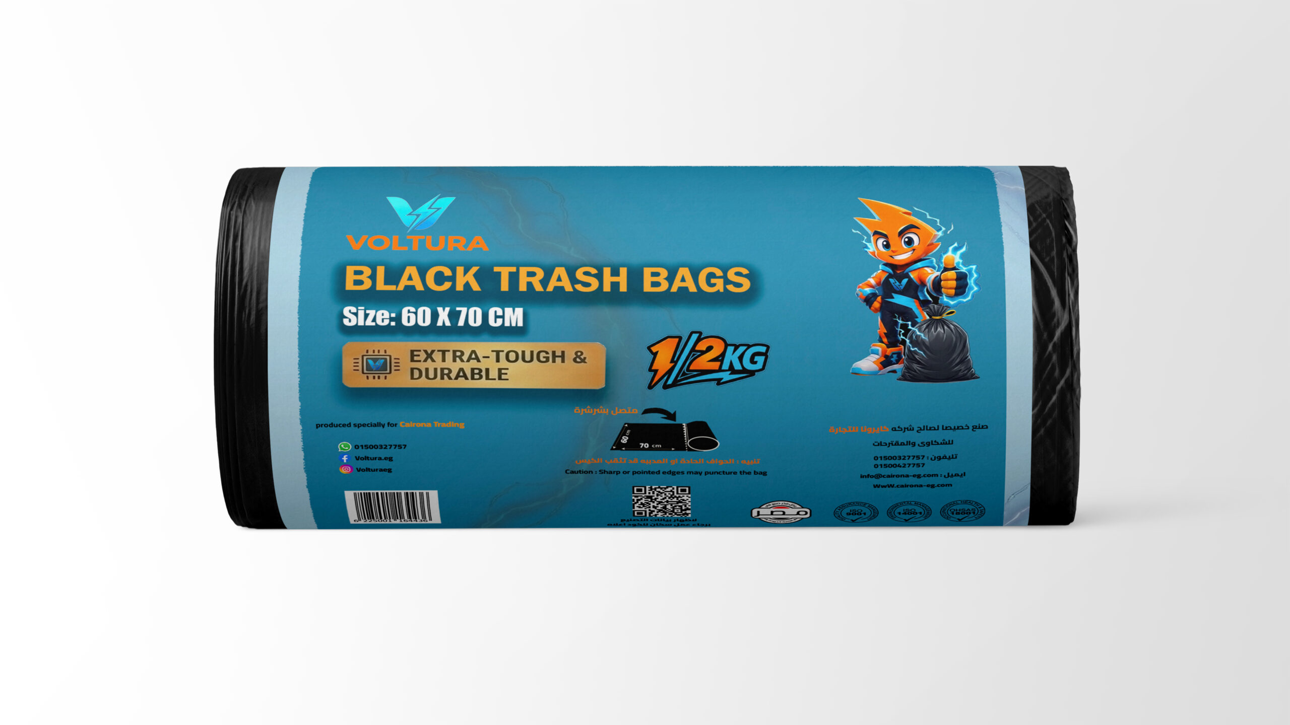 5 Voltura Trash Bag Roll size 60 cm X 70 cm 1/2 Kg - Image 1